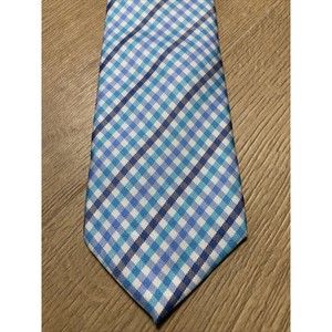 Mens Necktie Blue and White Diamond Multicolor Color 3 inch Clericci